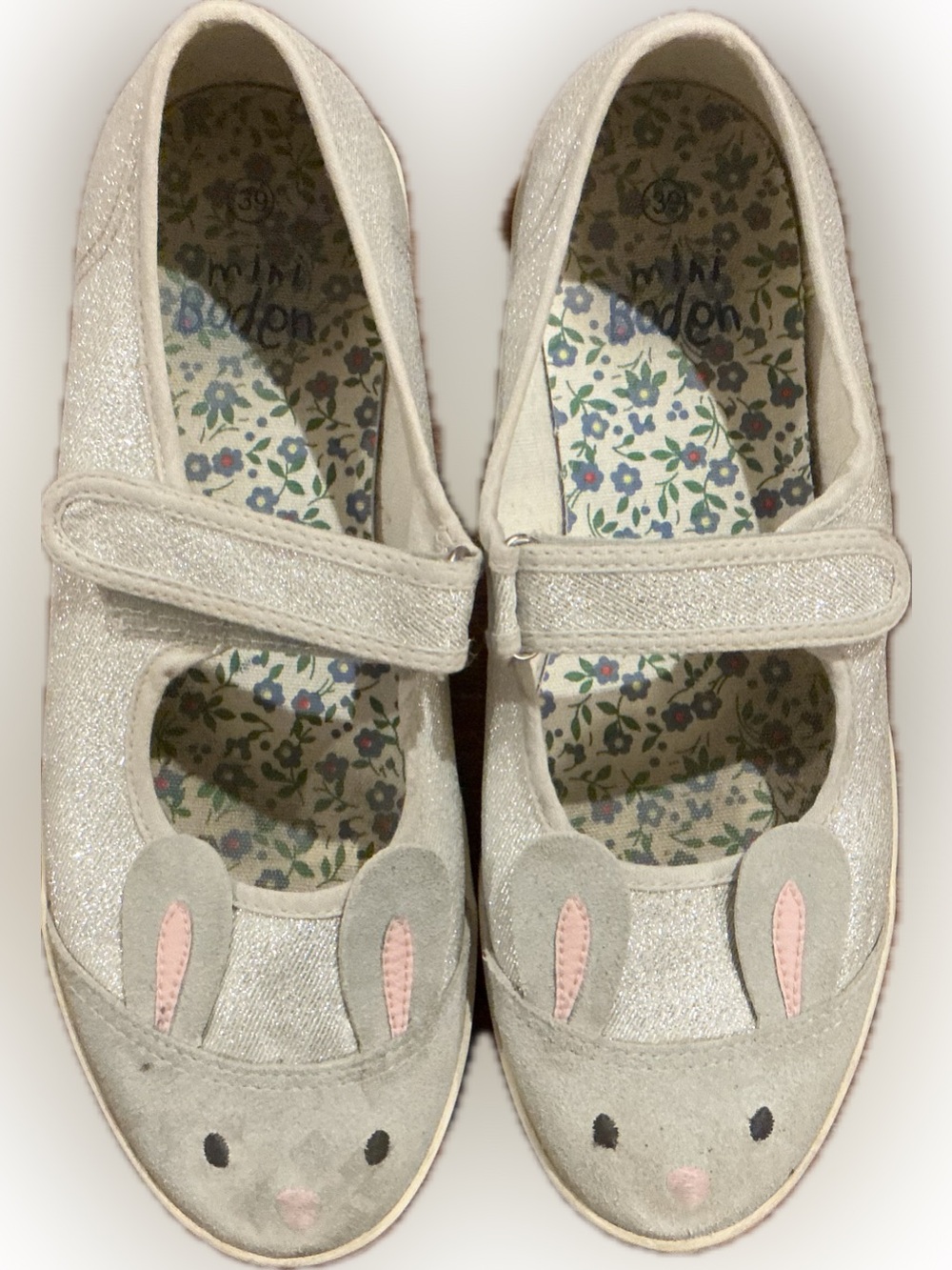 Boden Silver Glitter Bunny Mary Jane Shoes — Women’s
